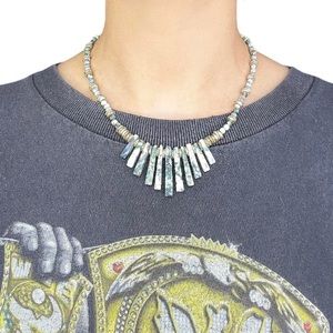 Natural Gemstone Crystal necklace with 925 sterling silver details and beading